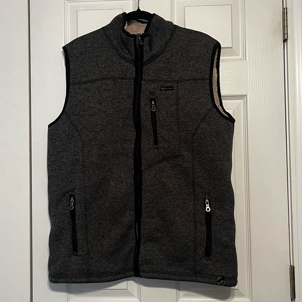 Banded Men’s Brown Heather Polar Fleece Full Zip Vest Sz Large Fisherman Hiking